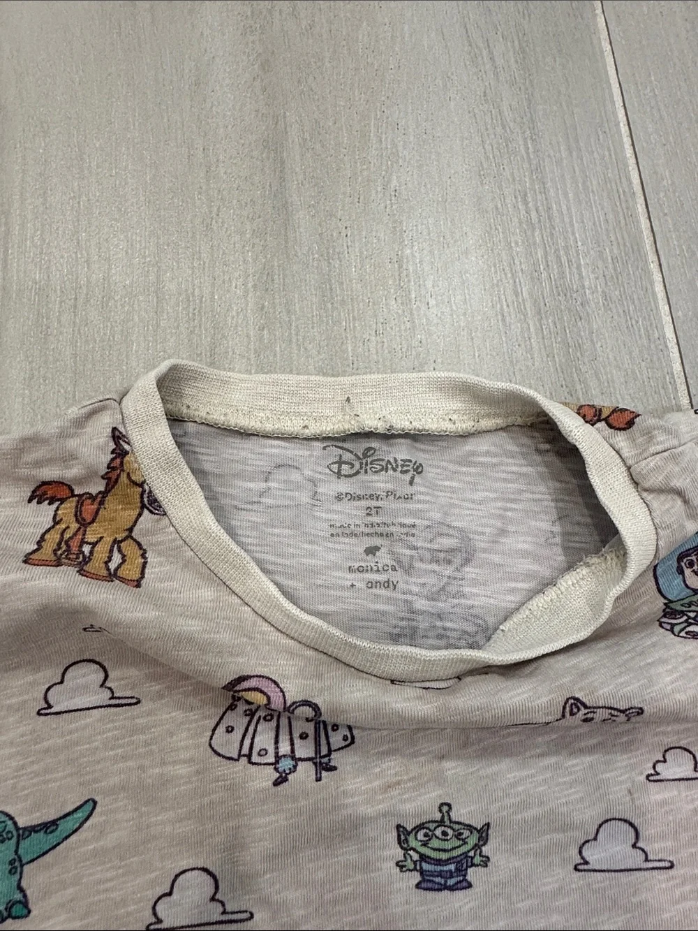 monica + andy 2T Disney Cream Short Sleeve Toy Story Woody Buzz Bullseye Tee